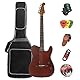 Acoustic Guitar Silent 6 String Travel Electronic Classical Guitar Portable Acoustic Steel String Guitars Acoustic Guitar Case Bag,Tuner, Picks, Strap, Steel Strings, Cable (Nature)