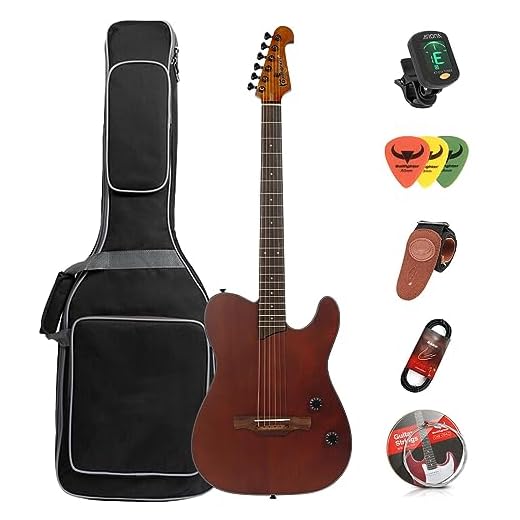 Acoustic Guitar Silent 6 String Travel Electronic Classical and Folk Guitar with Case Bag, Strap, Strings, Cable and Picks (Nature)