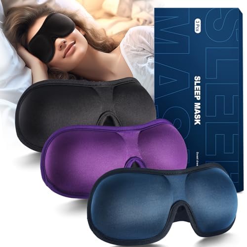 Sleep Mask for Men Women, Contoured Sleep Mask Light Blocking, Sleep Eye Mask for Side Sleeper, 3D Eye Mask for Sleeping, Blindfolds with Nose Bridge, Travel, Sleeping, Shift Work