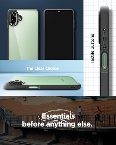 Image of Spigen Essential Sand Crystal | Samsung Galaxy M17e 5G /F70e 5G /A07 5G Case [Transparent] [Black Bumper] Galaxy M17e 5G /F70e 5G /A07 5G Back Cover | TPU+PC - Matte Black