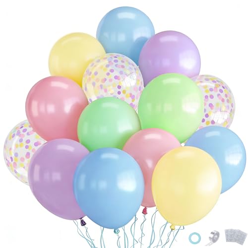 Image of Clorful Macaron Balloons, 70-Pack Pastel Balloons for Easter Birthday