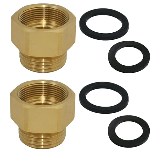 2 Pcs Hose Bib Adapter with Washers 1-1/16 Fine Thread (Female) to 3/4 GHT Male Hoses 1 ID Faucet Fitting