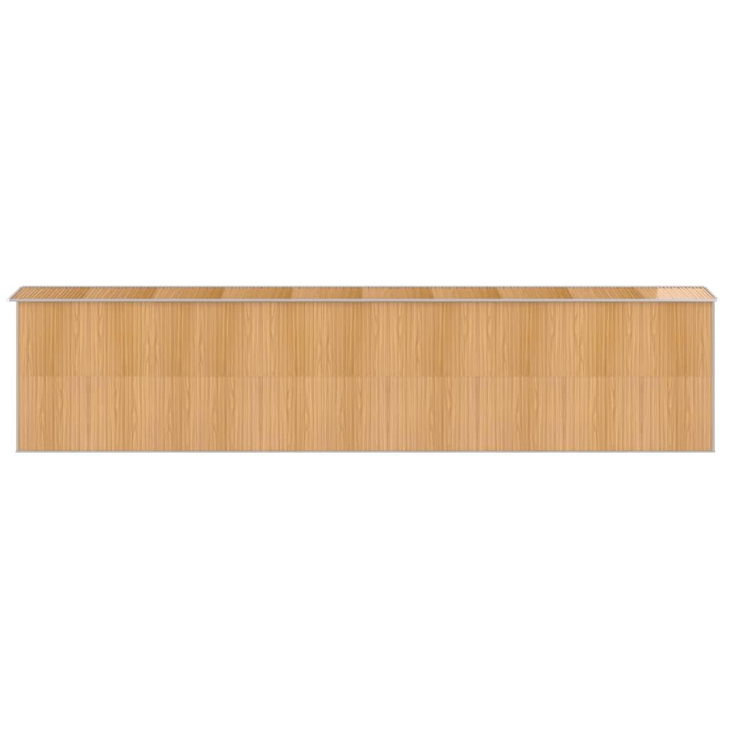 Abri de rangement d'extérieur en acier galvanisé marron clair, 192 x 855 x 223 cm, spacieux organisateur d'outils de jardin avec doubles portes coulissantes et aérations pour patio, équipement de cour