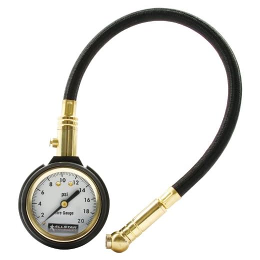 Allstar Performance ALL44076 2" Face 12" Hose 0-20 PSI Range Tire Pressure Gauge