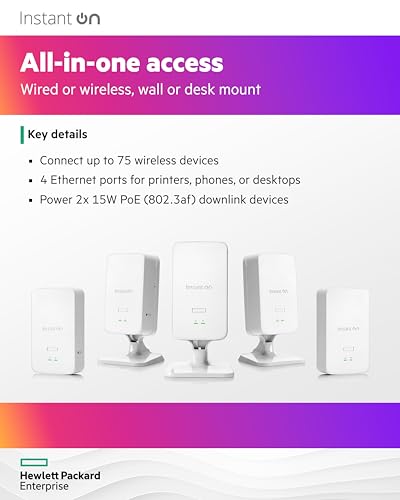 Image of HPE Networking Instant On Access Point AP22D 2x2 WiFi 6 Indoor Wireless Access Point (3 Pack) | Single-Room, Secure, Smart Mesh Support | Power Source Not Included | US Model (S1U75A-3PACK)