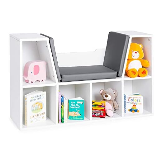 Best Choice Products 6-Cubby Kids Bedroom Storage Organizer, Multi-Purpose Bookcases, Shelf Furniture Decoration w/Cushioned Reading Nook - White