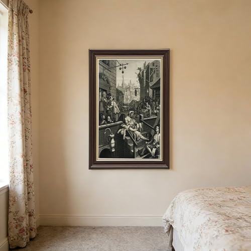 Impression sur toile Gin Lane William Hogarth cadre suspendre mural