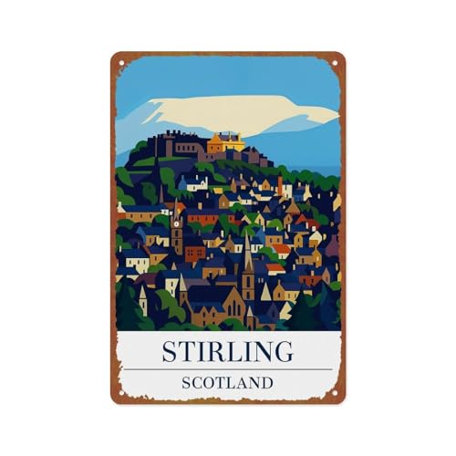SXUZUSF Stirling Scotland Landscape Poster Metal Tin Sign Suitable For Office, Home, Hotel, Bathroom Wall Decoration Size 12x8 Inches