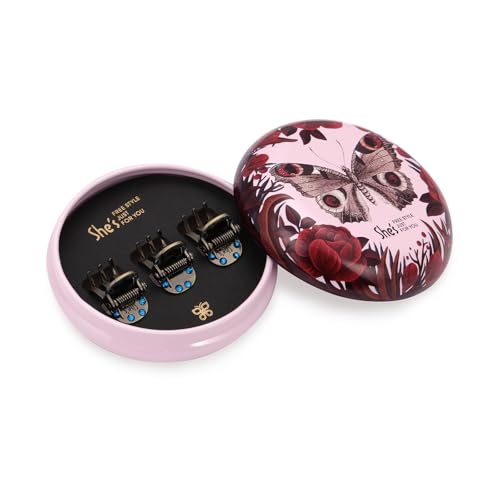 Mini pinzas de pelo con cristales para mujer, 3 piezas miniatura 4