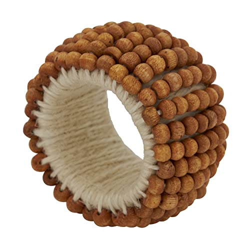 Saro Lifestyle Wooden Bead Napkin Rings (Set of 4), Natural, Set of 4 by SARO LIFESTYLE - Used condition - US$20.19