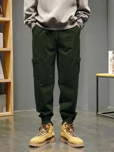 Image of Leriya Fashion Men's Cargo Pants | 4 Pocket Cotton Cargo Joggers for Men | Loose Fit Stylish Pant with Pockets | Casual Baggy Trousers & Streetwear Lower