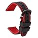 Produktbild ULLCHRO Unisex Kautschuk Armband mit Gebürstete Edelstahl Silber Schnalle 22mm Schwarz Rot