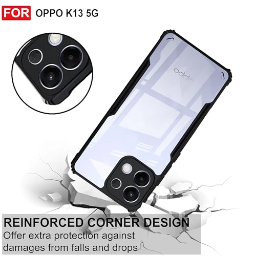 Image of Amazon Brand - Solimo Back Case Cover for Oppo K13 5G | Compatible for Oppo K13 5G Back Cover | Clear Case with Camera Protection | (TPU + PC | Matte Black)