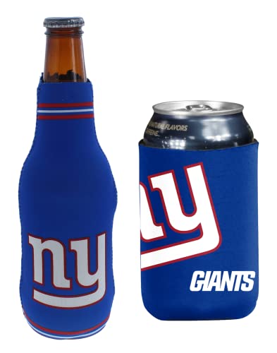 Football Can & Bottle Holder Insulator Beverage Huggie Cooler (New York Blue (GIants))