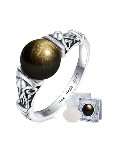 Bague gravure douce du temps en argent 925 et pierre de lune véritable