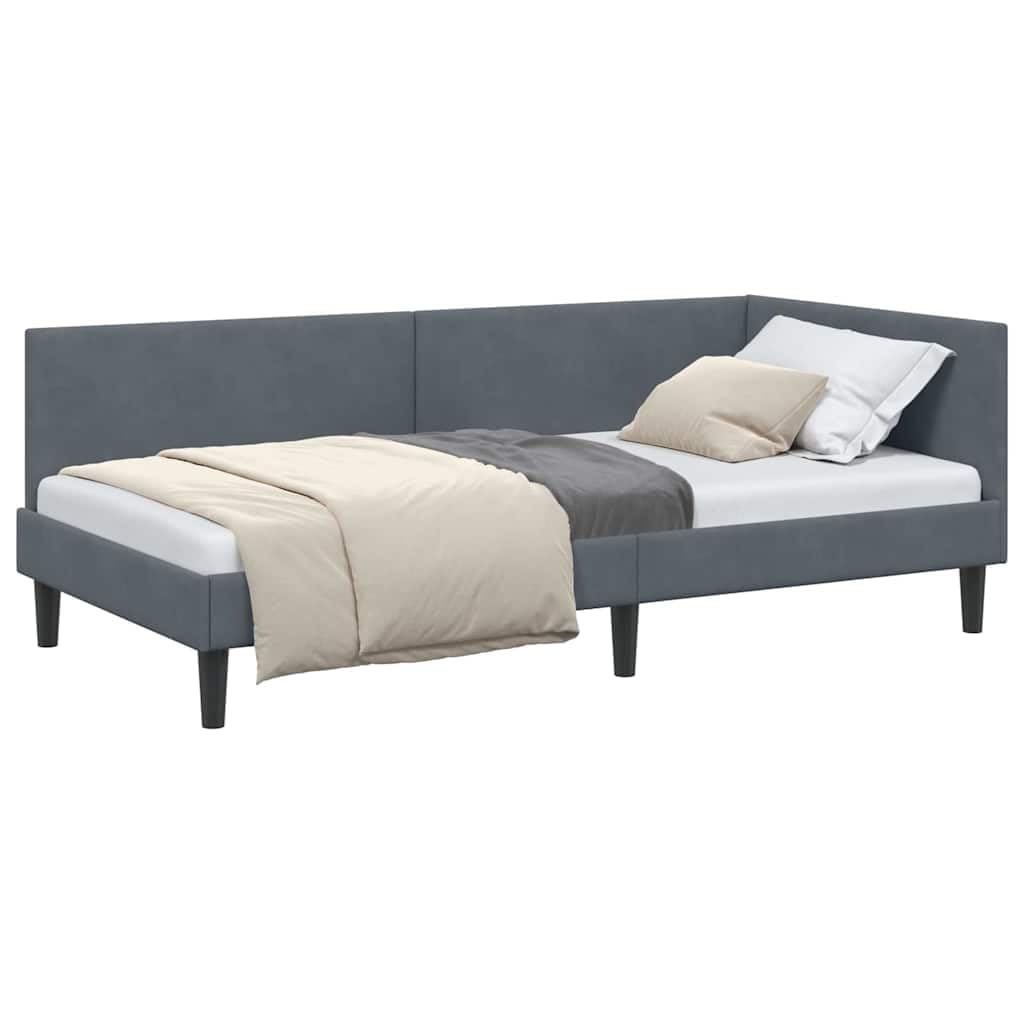 IKAYAA Divano Letto 2 Posti con Funzione Letto Cornice del Letto ad Angolo Letto Singolo per Soggiorno e Camera-Grigio scuro-90 x 190 cm
