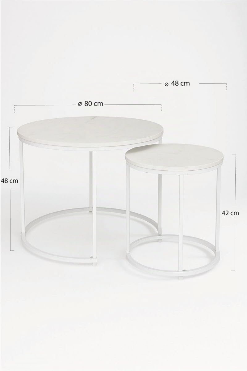 Regalos Miguel - Set 2 Mesas Centro Renty 80-48 cm - Mármol