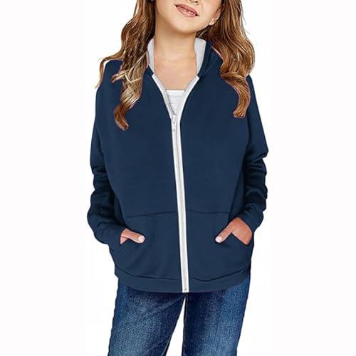 Girls Zip Up Hoodies Full-Zip Sweatshirts Jacket Preppy Clothes Fall Casual Oversized Hoodies with Pocket4