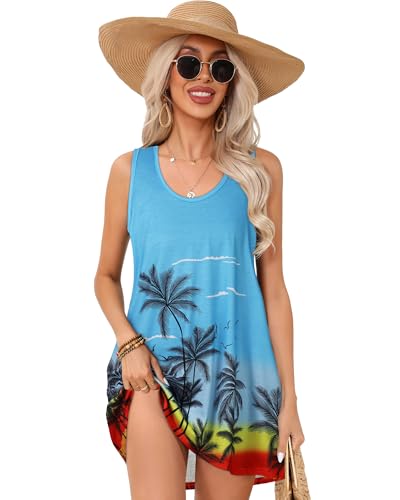 Image of elescat Womens Swimsuit Cover Up Summer Sleeveless T Shirt Beach Dress Tank Bikini Coverups 2026