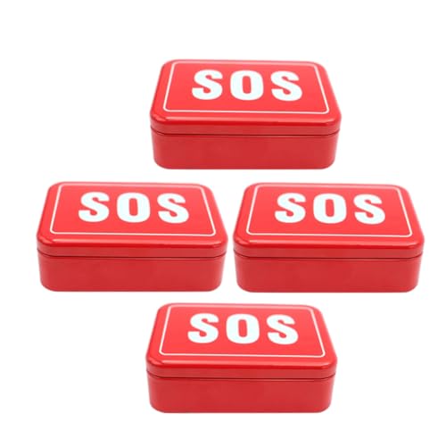 BESTonZON 4 piezas Caja de Almacenamiento Resistente para Herramientas y Ligera Organizador Portátil para Exterior y Viaje Caja Metálica Duradera para al Aire
