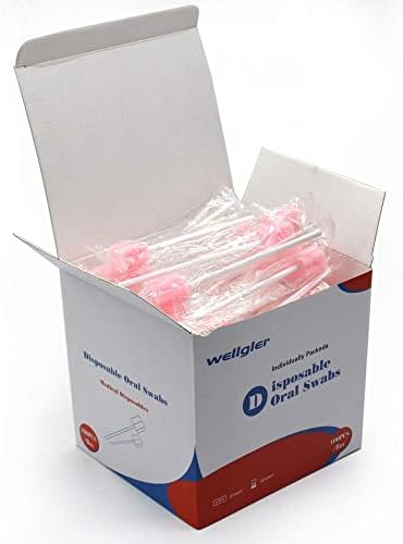 Wellgler's Oral Care Swabs Disposable- Pink 100 Counts