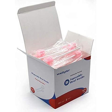 Wellgler's Oral Care Swabs Disposable- Pink 100 Counts Cover