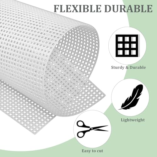 10 Pieces 7 Count Plastic Canvas Sheets 10.2 x 13 Inch Plastic Mesh Canvas Sheet, Plastic Grid Sheet for Garden, Eye Mesh for Embroidery, Knit Crochet Projects, DIY Handicraft and Make Dividers