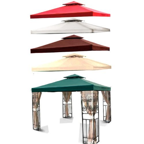 Mtn Gearsmith New 10'X10' 2-Tiered Replacement Garden Gazebo Canopy Top Sun Shade - Beige Ivory Green Burgundy Brown (Green) #TOP1