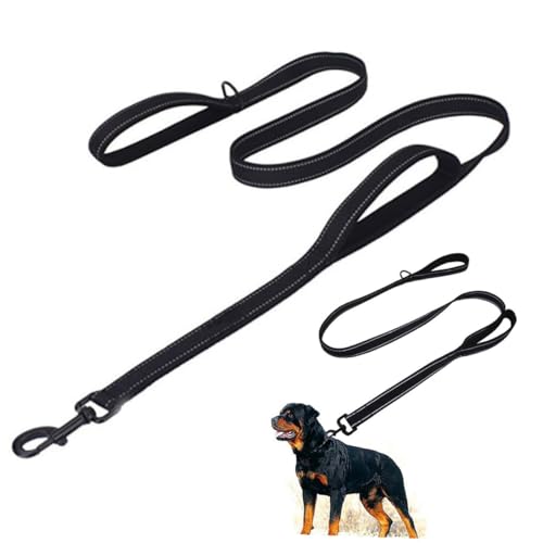 TOKIDNY 反射素材採用ナイロン製ダブルハンドル犬用リード 耐久性 大型 中型犬対応 散歩用リード 犬散歩道具 快適グリップ付き