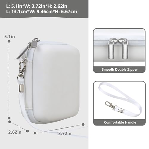 Image of Camera Case for Canon PowerShot ELPH 360 HS A, IXY 650 /ELPH 360 Camera Protective Case Storage Holder Travel Bag with Wrist Strap, Mesh Pocket for Battery Pack, USB Cable, White