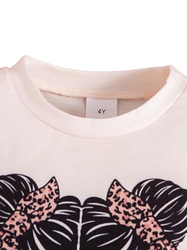 Image of Girl's 2 Pcs Outfits Short Sleeve Graphic T-Shirt Top and Paperbag Waist Shorts Set with Belt