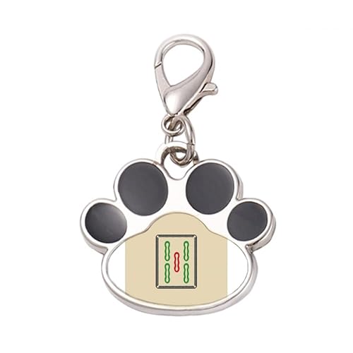 DIYthinker?Mahjong Bar 5 Tiles Pattern Pet Tag Keychain Dog Cat ID