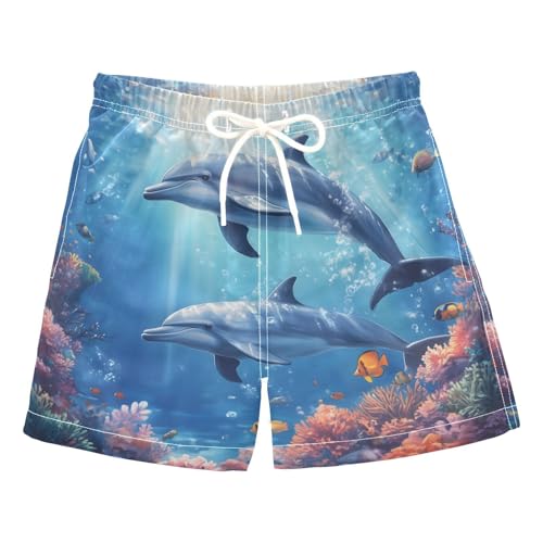 susiyo Boys Swim Trunks Dolphins Ocean Toddler Swim Shorts Quick Dry Beach Board Shorts Little Boy Bathing Suits Swimwear