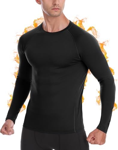 Roadbox Thermounterwäsche Herren Langarm, Kompressionsshirt mit Innenfleece | Atmungsaktiv, Schnelltrocknend, 4-Wege-Stretch, Ohne Nackenetikett, Körpernah, Für Laufen, Ski, Wander