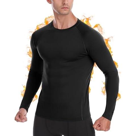 Roadbox Men's Thermal Top Long Sleeve, Fleece Lined Compression Shirts Cover