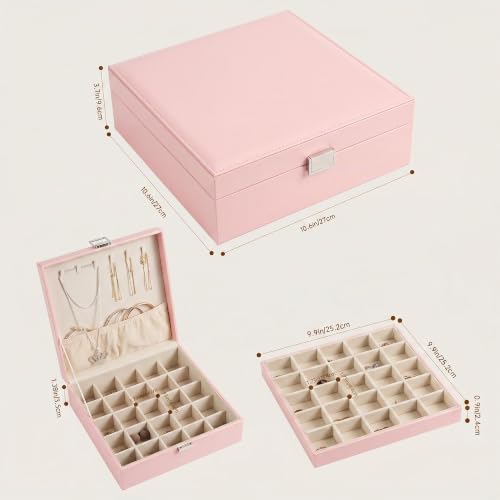 Frebeauty Boîte à bijoux 50 compartiments, 2 niveaux avec crochets colliers – vue 3