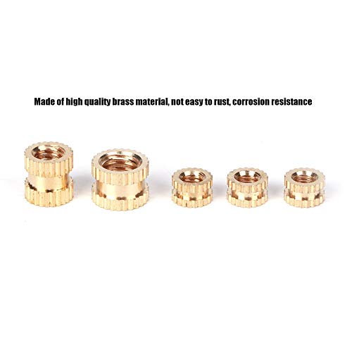 Porca de inserção de latão anticorrosão, porcas de latão serrilhadas de 300 unidades, bom desempenho