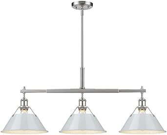 Orwell 3-Light Linear Pendant in Pewter with Dusky Blue