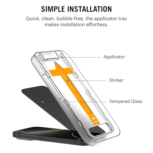 Image of DailyObjects ZeroBubble QwikInstall Privacy Screen Protector with Applicator Tray | Compatible with iPhone Air