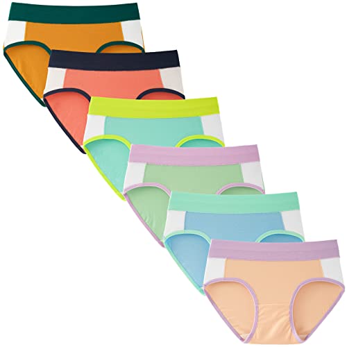 INNERSY Teen Girls Underwear Cotton Stretch Briefs Comfy Mid Rise Panties 6 Pack