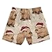 Aflyko Christmas Boys Board Shorts Santa Hat Capybara Fashion Youth Swim Shorts, Relaxed Fit for Beach Holidays and Pool Parties, X-Large Multicolor