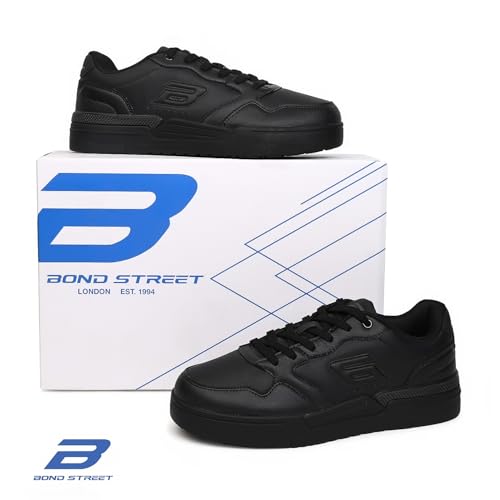 Image of Bond Street Men's White & Green Casual Sneakers | PU Upper Lace-Up Shoes for Men | Lightweight Footwear with Durable PVC Sole | Stylish & Comfortable Men's Fashion Sneakers