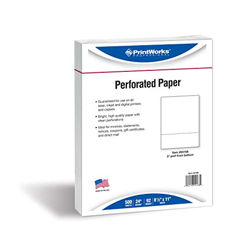 Printworks Professional 3" Perforated Paper, 2500 Sheets, 24 Lb, White (04168C) #TOP2