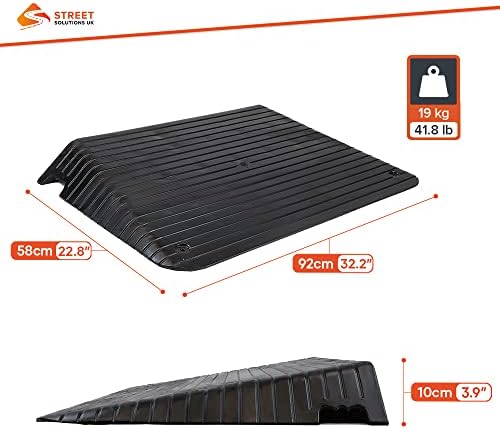 Rubber Threshold Ramp 4 Inch Rise Wheelchair Transition Ramp | Mobility Door Ramp for Scooter Access & Pets Designed with Slip-Resistant Surface