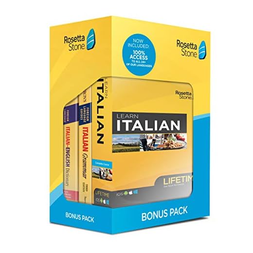 Rosetta Stone Learn Italian Bonus Pack Bundle| Lifetime Online Access + Grammar Guide + Dictionary Book Set| PC/Mac Keycard