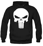 Doppellagige Kapuze Punisher Kapuzenpullover  Männer  Herren  Comic  Batman  Film  Serie  Kostüm  War Zone  Marvel  USA  Kult (L, Weiß)