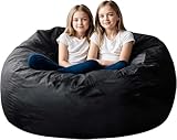 Bean Bag Chair for Adults, 4FT High-Rebound Memory Foam Bean Bag Sofa with Removable Cover,Black