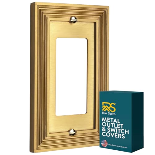 Rio Salto Estate Collection Brushed Brass Gold Decorative Rocker Light Switch Plate and Outlet Cover Wall Plate – 1 Gang 5