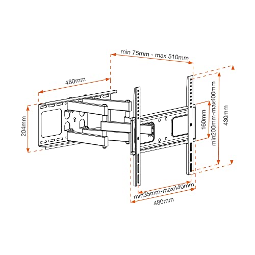 Metronic 451066 Supporto A Muro Con Braccio Inclinabile, Nero - 7
