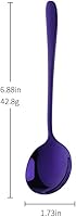 Vista 6 de Cucharas de sopa moradas de 4 piezas, cucharas de caldo de acero inoxidable, cucharas de sopa de cabeza redonda de 6.88 pulgadas, cucharas coreanas